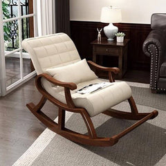 Indoor rocking chair with wooden legs