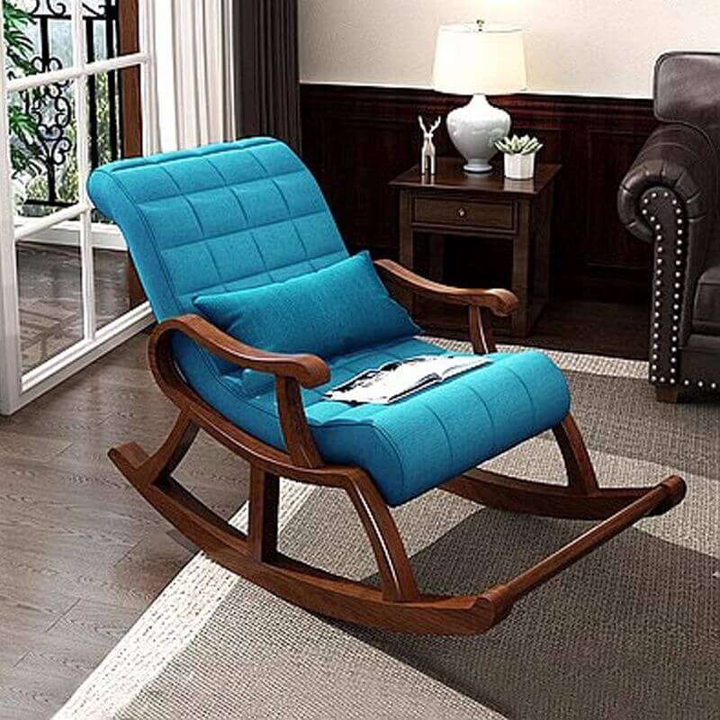 Modern rocking chair in light gray upholstery