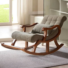 Upholstered rocking chair in dark coffee color