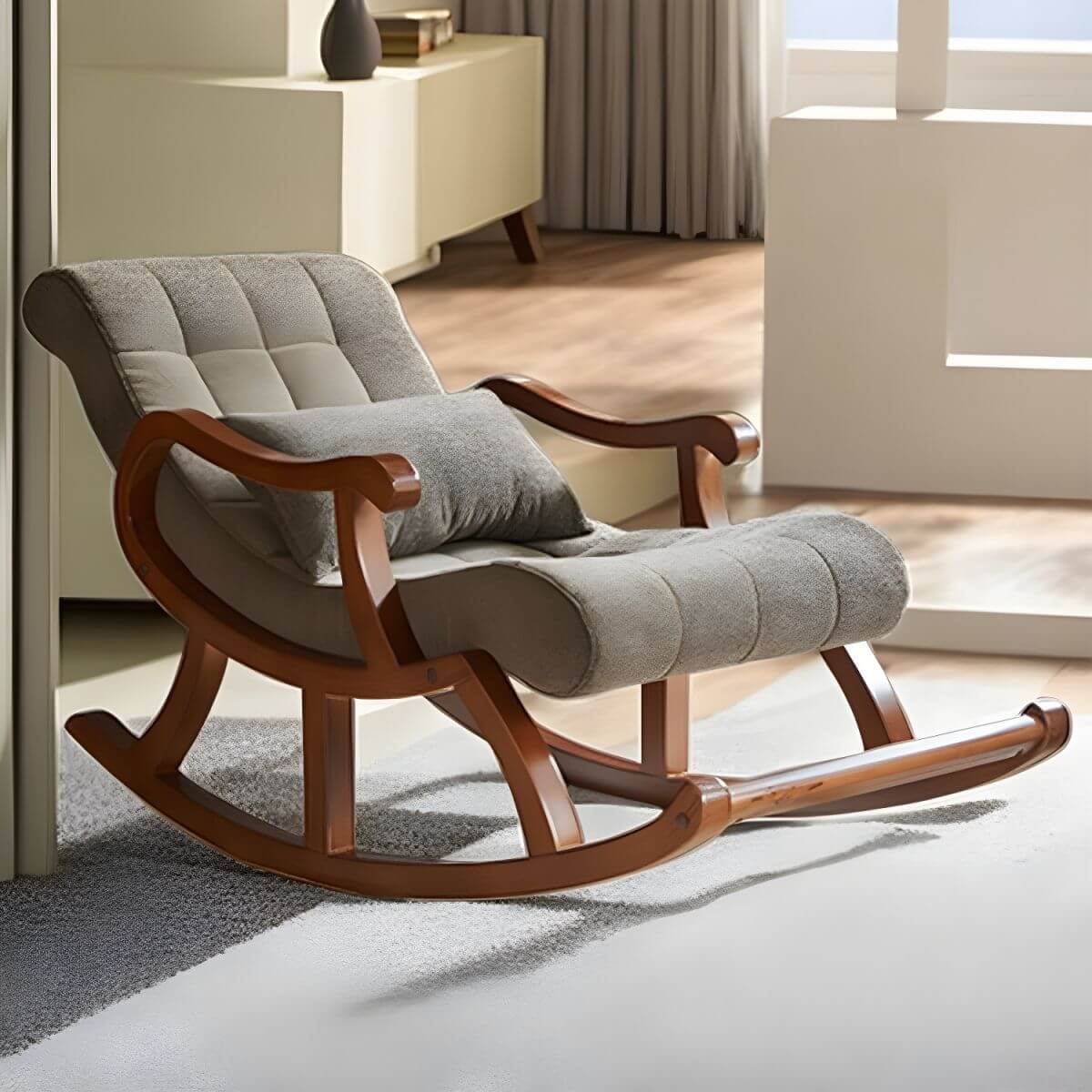 Indoor rocking chair with wooden legs