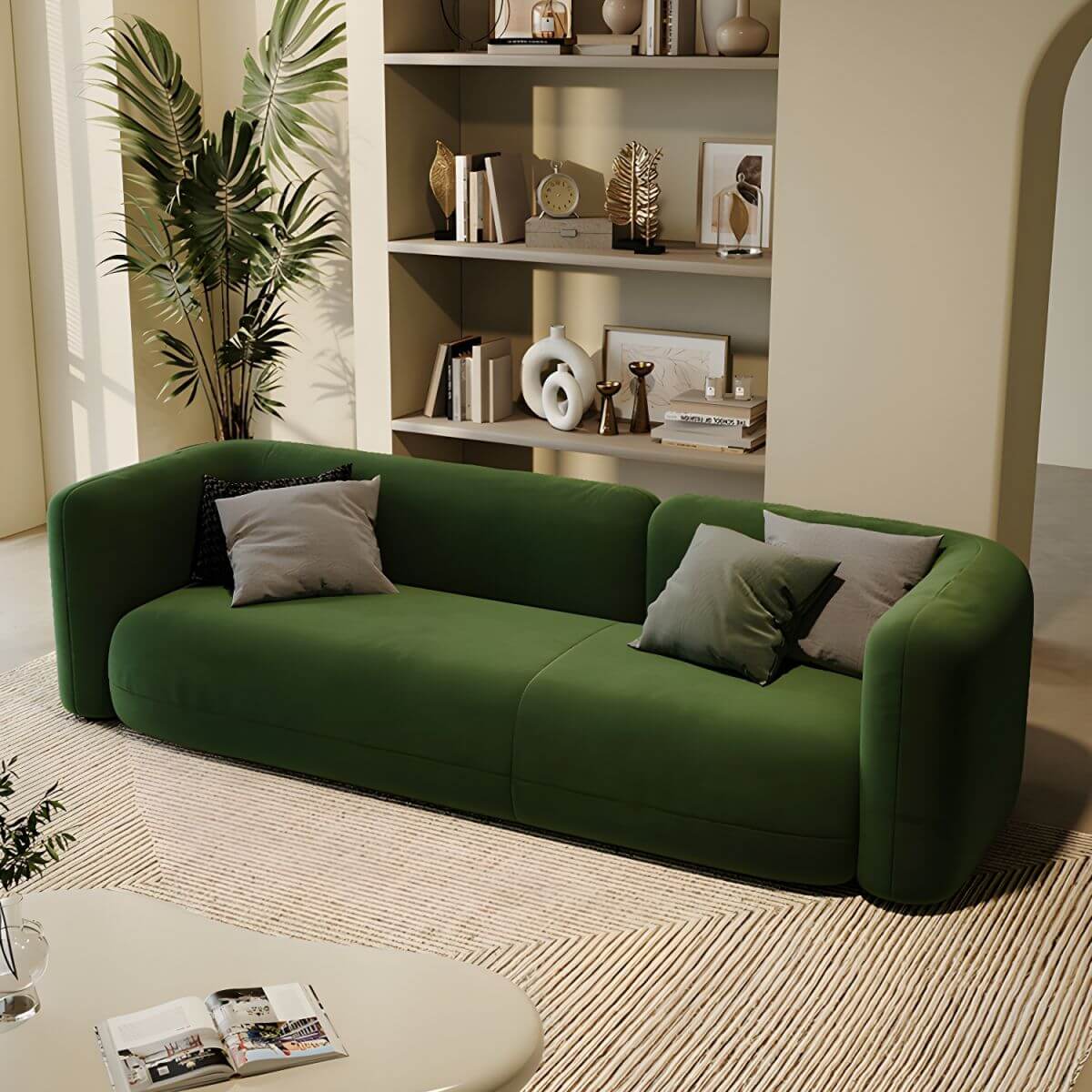 modern olive green sofa