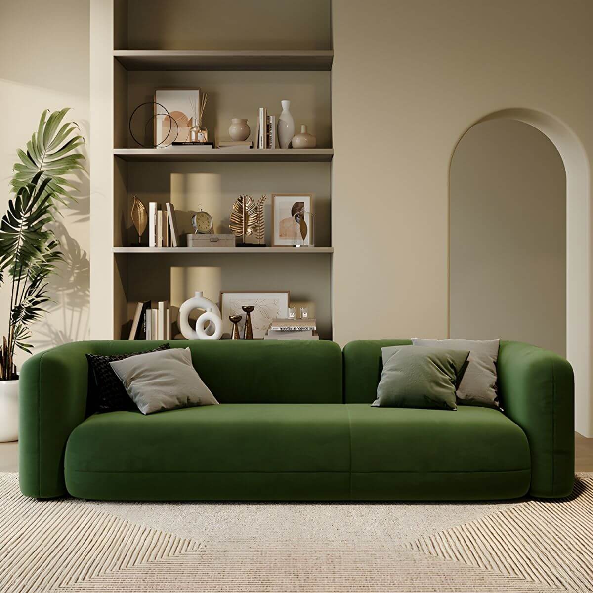 モダンソリッドカラーオリーブグリーン/セルリアンウォールのソファ、3シーター/シート4/2シーター サブ画像