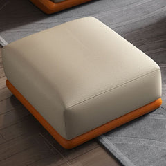 Modern Solid Color Square Ottoman in Beige