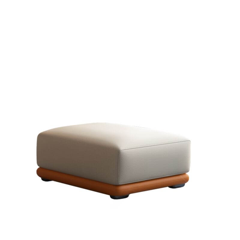 Cream-Colored Solid Square Ottoman