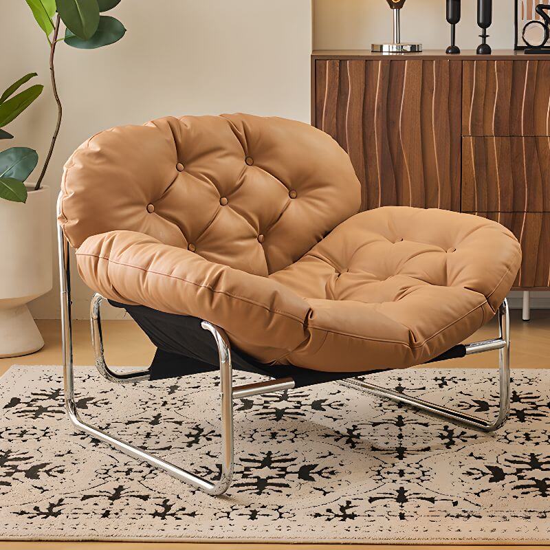 Moderner einfarbiger Akzentstuhl mit gepolstertem Rücken, abnehmbaren Kissen und Armlehnen Zweitbild