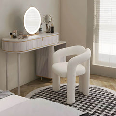 Beige Modern Upholstered Vanity Stool for Any Space