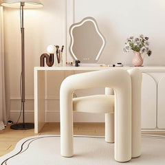 Modern Solid Color Vanity Stool Beige