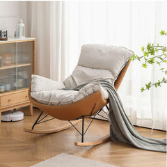 Modern rocking chair with yellow upholstery