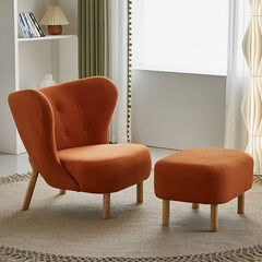 Armless chair showcasing nailhead trim