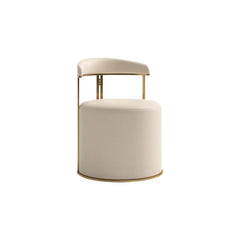 Stylish gold upholstered vanity stool with backrest