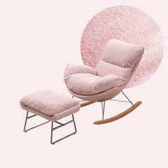 pink tufted rocking chair with spindle back