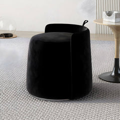 Modern Black Pouf on Silver Legs