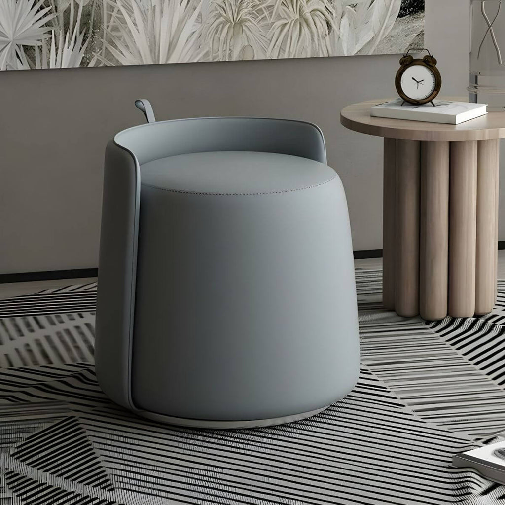 Modern Unique Pouf in Black with Silver Legs
