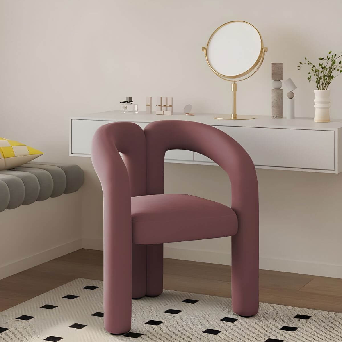 Modern upholstered accent stool in black