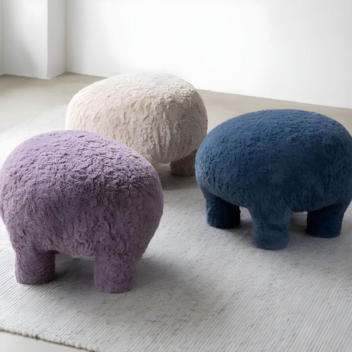 Modern Upholstered Accent Stool with Metal Legs and Storage Not Included Secondary image