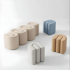 Modern Upholstered Accent Stool off-white color