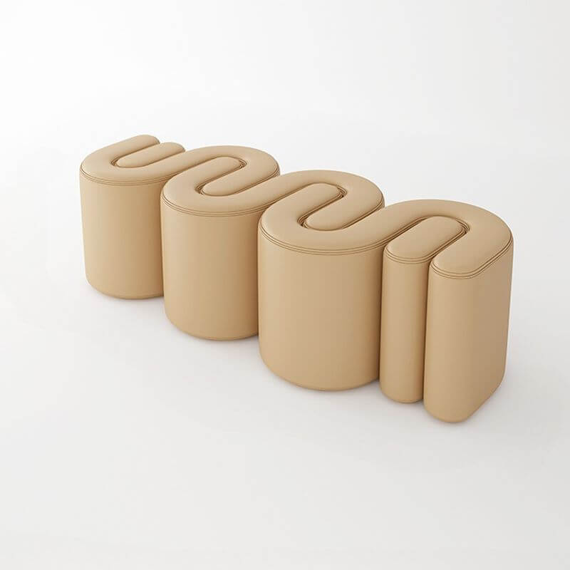 Modern Upholstered Accent Stool off-white color