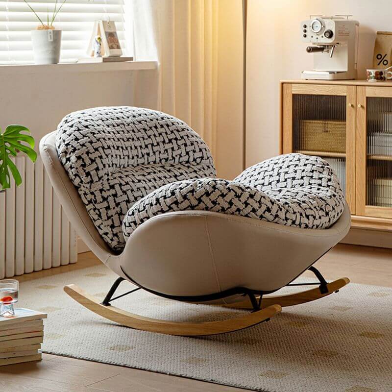 Modern Upholstered Armless Rocking Chair in White