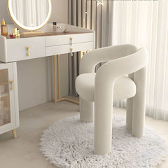 Modern upholstered vanity stool in beige