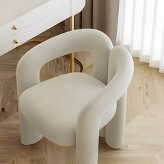 Off-white upholstered vanity stool for dressing area