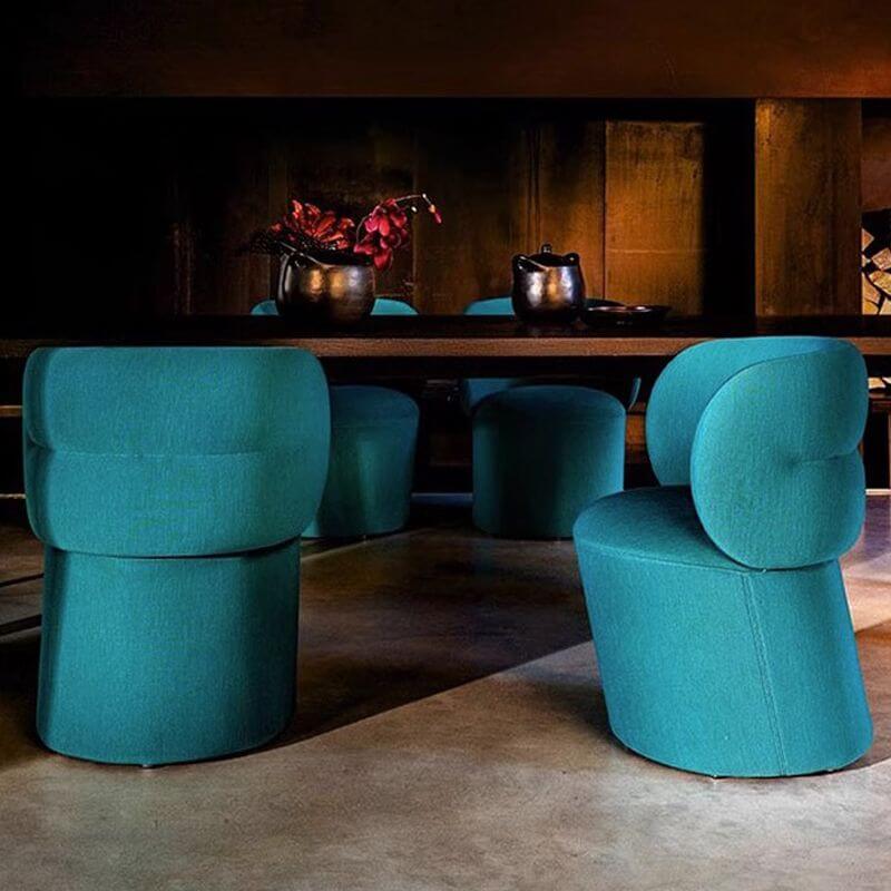 モダンな張り地化粧台用スツール、背もたれ付きピュアカラーデザイン サブ画像