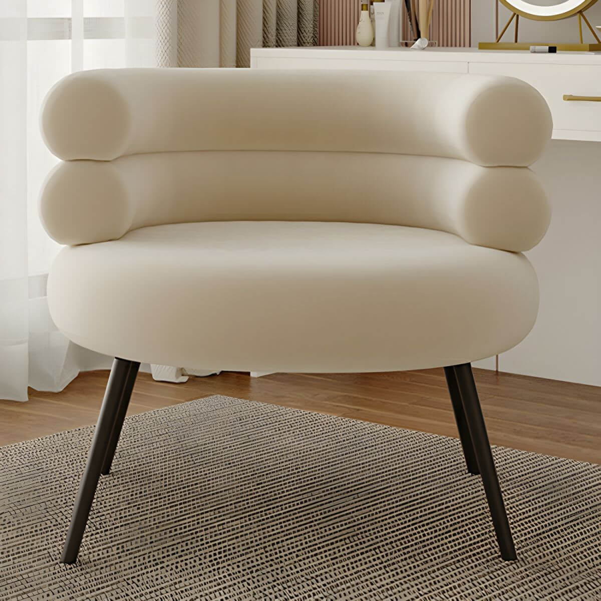 Two piece set of modern upholstered stools