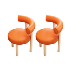 Orange Vanity Stool with Back