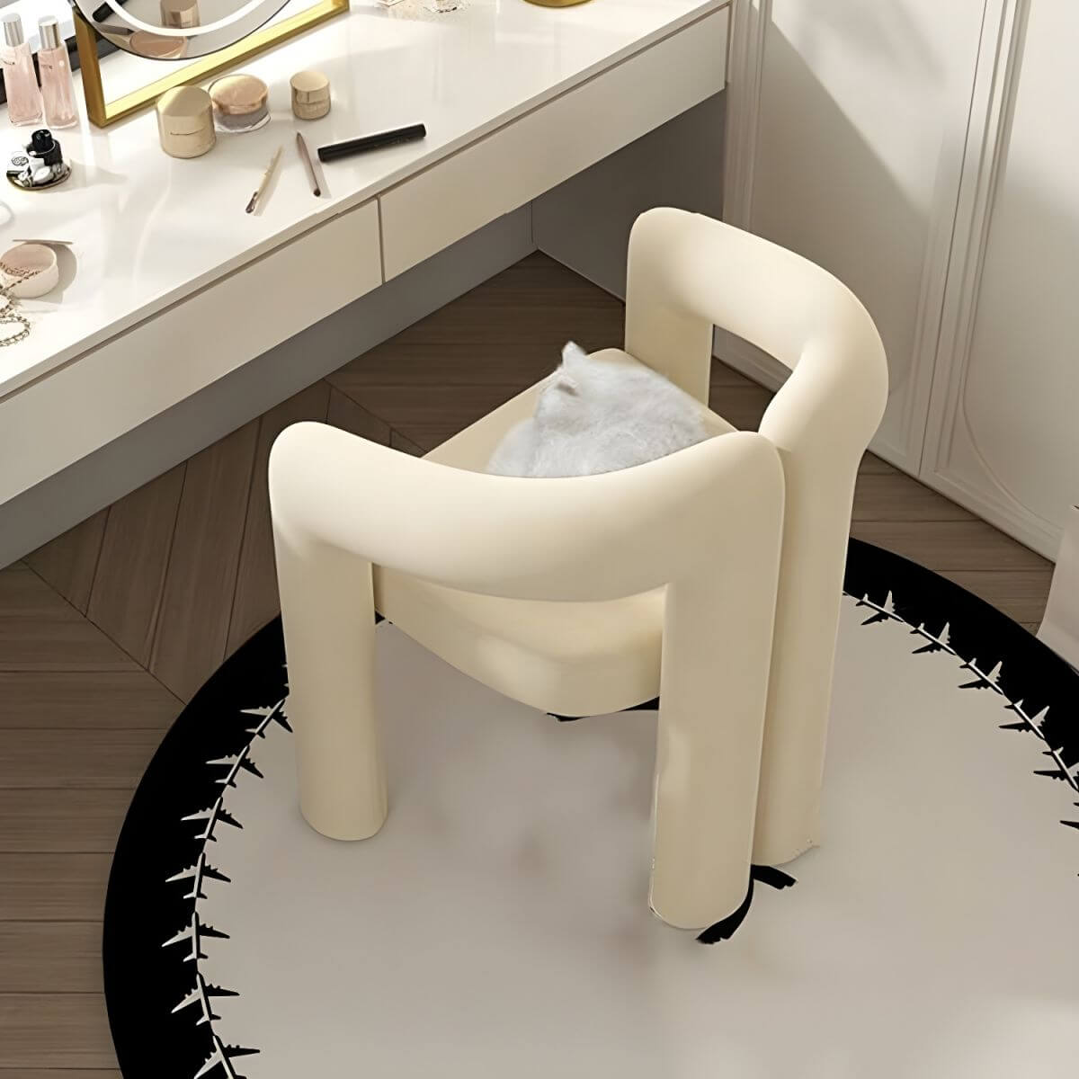 Modern vanity stool gray upholstery