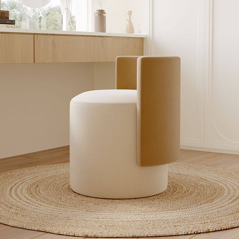 Modern vanity stool with cambered back