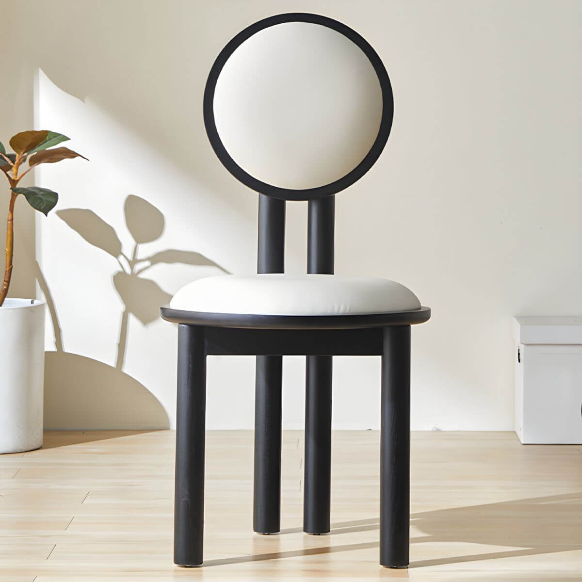 White upholstered vanity stool