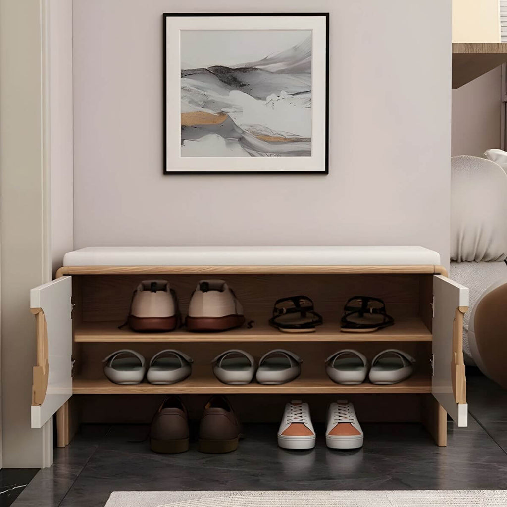 Compact design of white ottoman