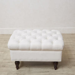 Modern White Rectangular Footstool front view