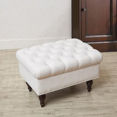 Rectangular footstool with decorative accents