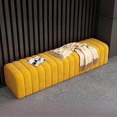 Modern Wood Rectangle Pouf in yellow color