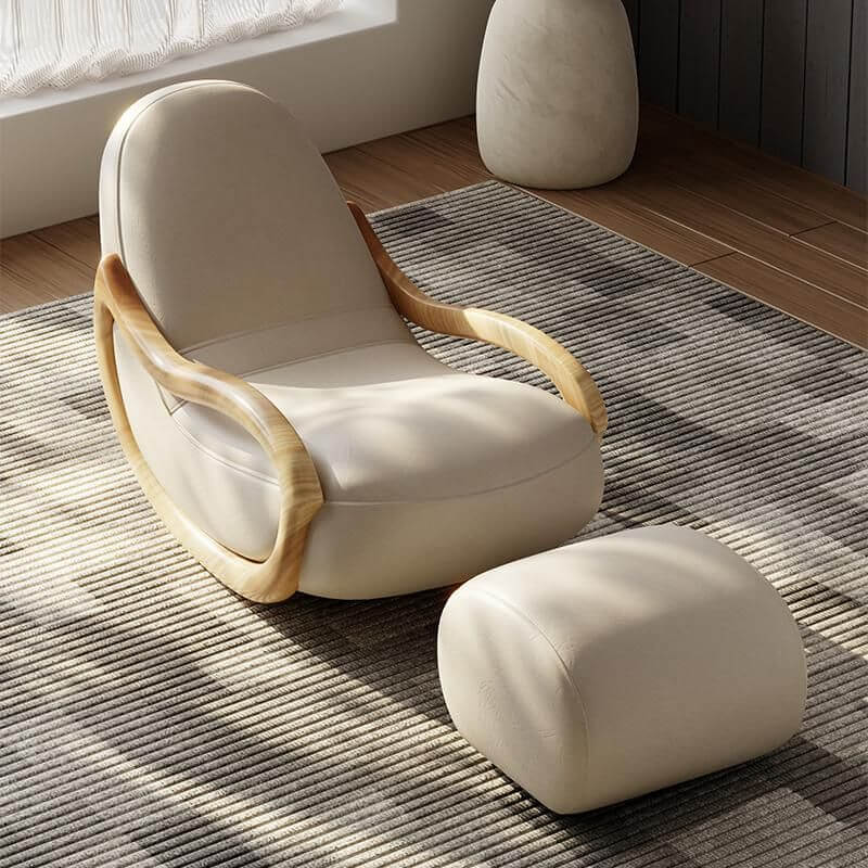 Contemporary coffee rocking chair with leather seat