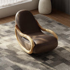 Beige rocking chair with natural wood legs