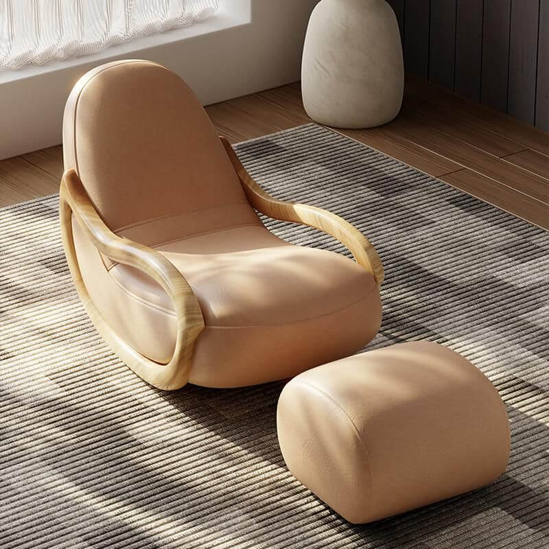 Indoor modern rocking chair with ottoman in orange