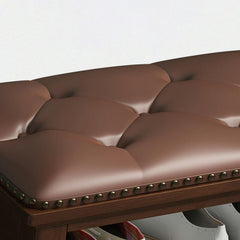 Functional wood frame ottoman with faux leather