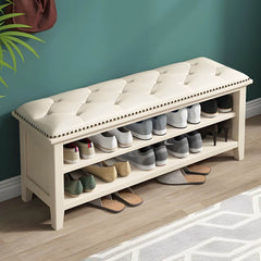 Versatile brown storage ottoman with sponge seat