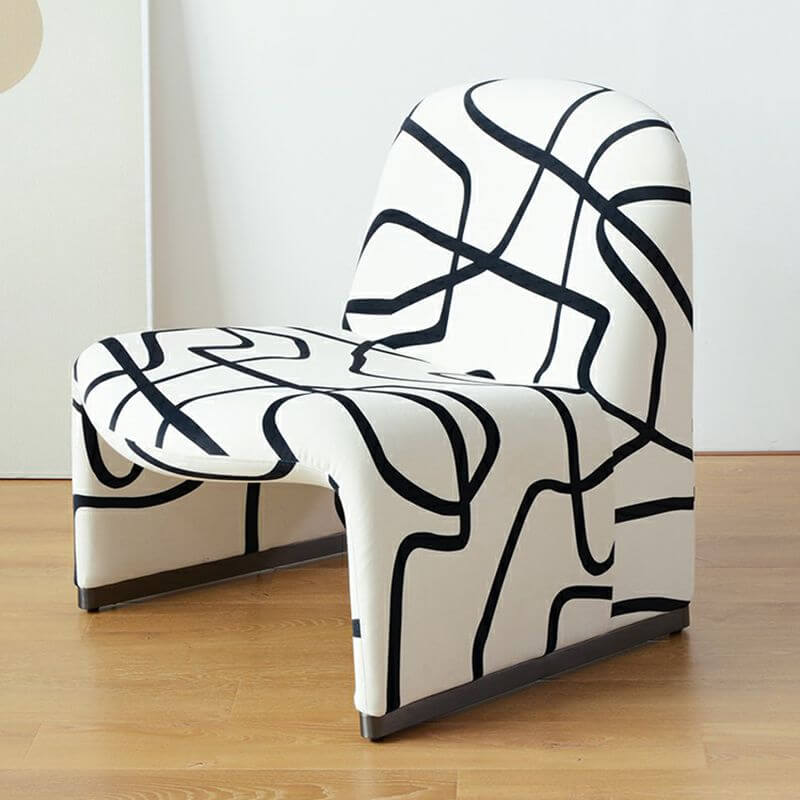 Modish Cream Cotton Blend Abstract Side Chair with Fixed Back Secondary image