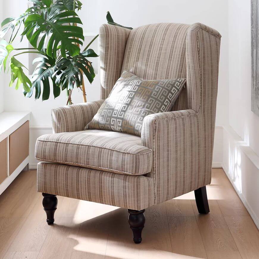 Striped Fixed Back of Cocoa Accent Chair