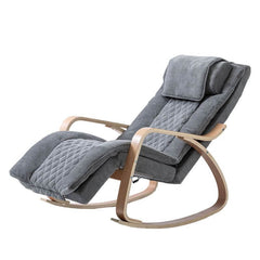 Brown rock chair with natural wooden legs