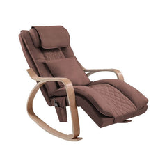 Modish Padded Cocoa Upholstered Rocking Couch Chair front view