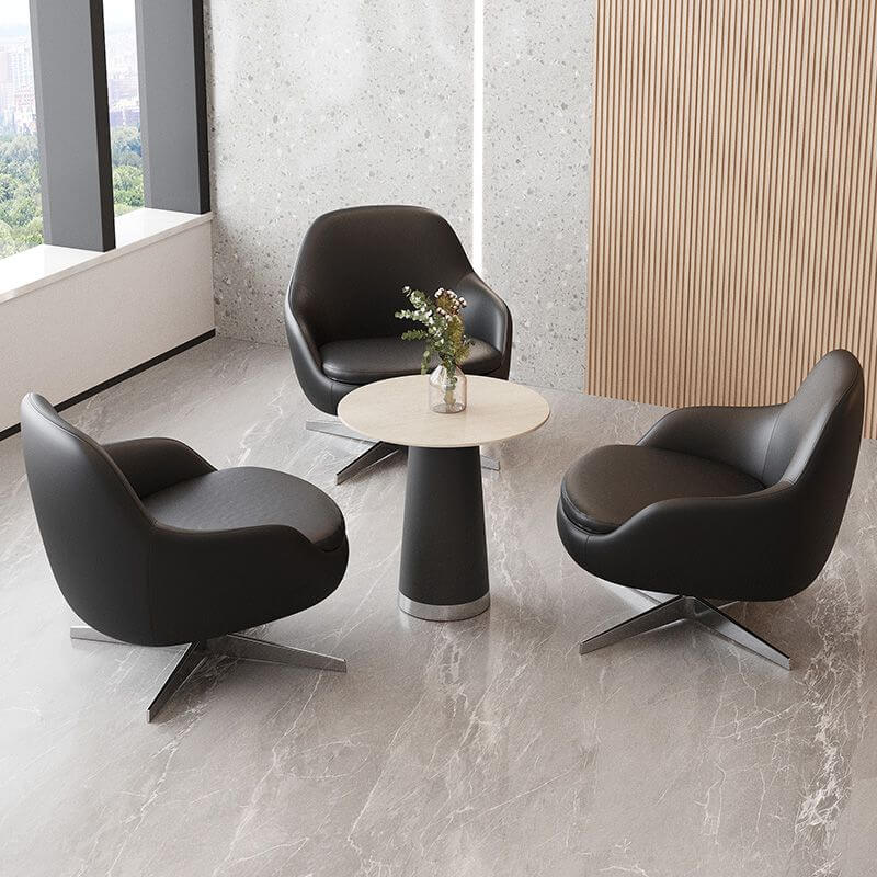 Modish Rotatable Solid Color Apricot Color/Gray/Auburn Arm Chair with Tight Back and Armrest Secondary image