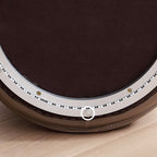 Wood framed accent stool with pedestal base