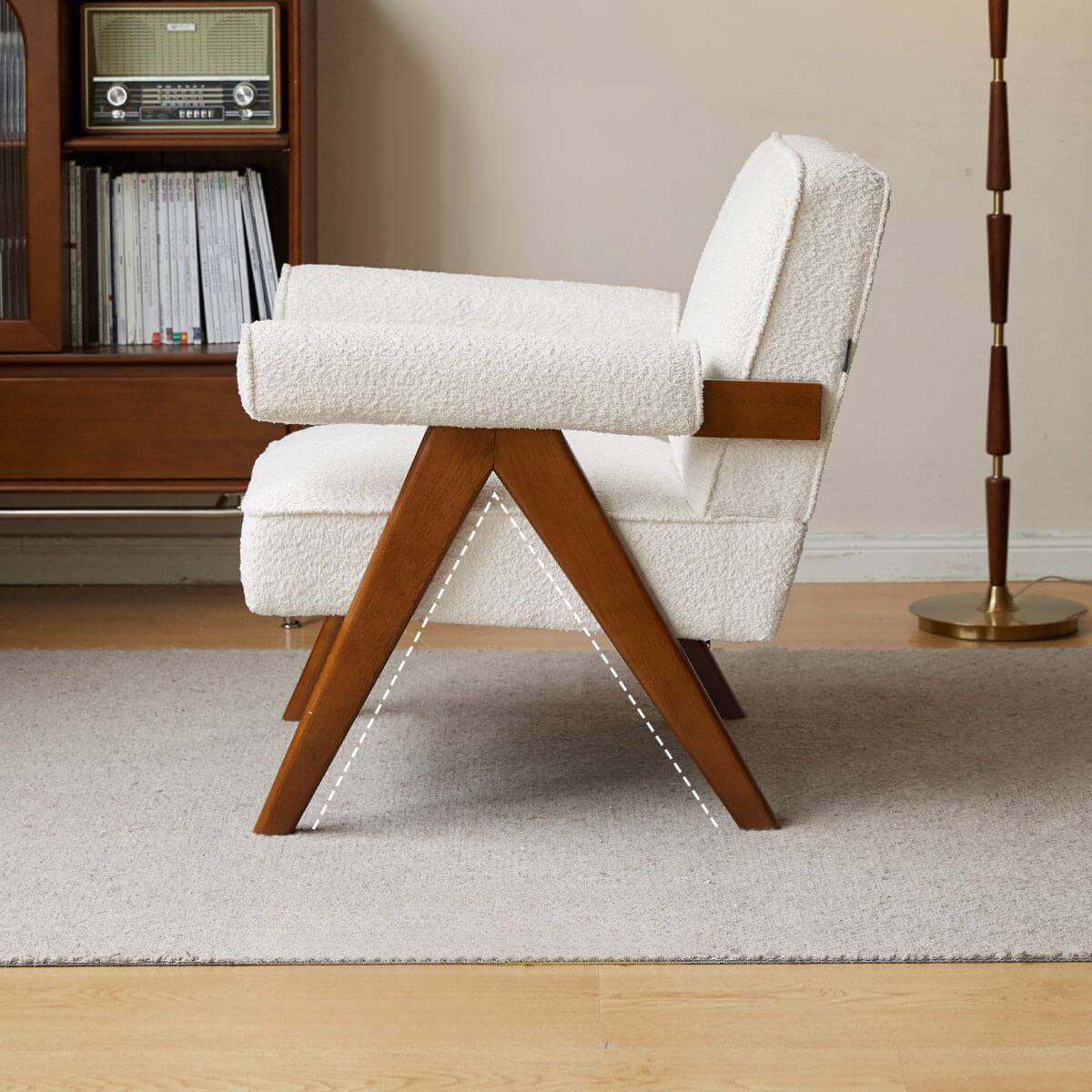 モダンなソリッドカラー アームチェア ライムグリーン/ホワイト アームとタイトバック付き サブ画像