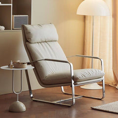 Close-up of Modish Accent Chair's sleek armrest