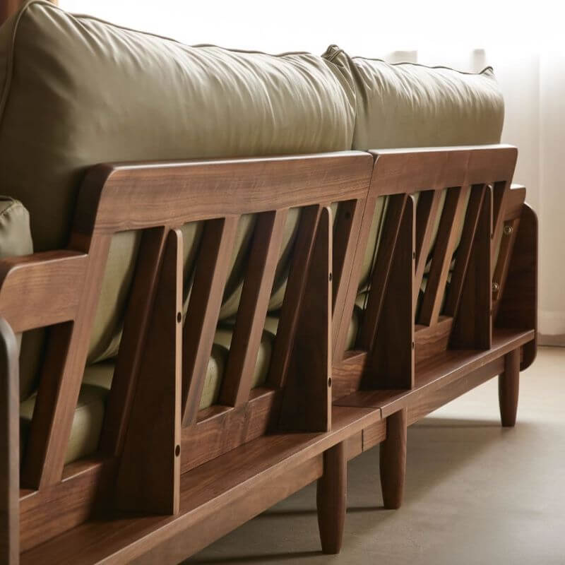 モダンなソリッドカラーベージュフロアソファ 3人用/2人用 アーム付き、スリップカバー＆2ピロー サブ画像