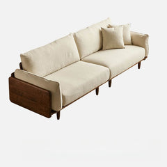 Modish beige floor sofa with arm