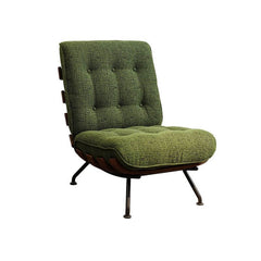 Olive green chair with plush cushions